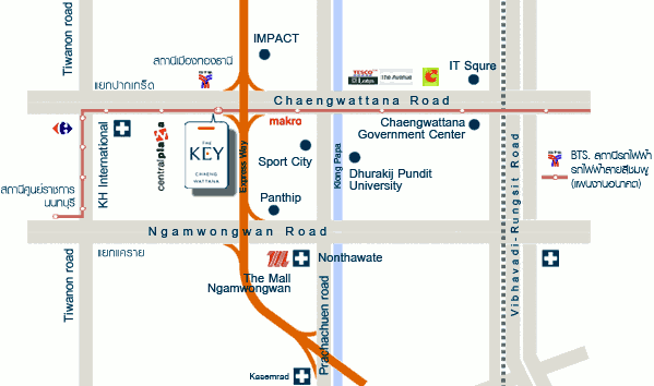 thekeychaengwattana_map รีวิว คอนโด รถไฟฟ้า โมโนเรล